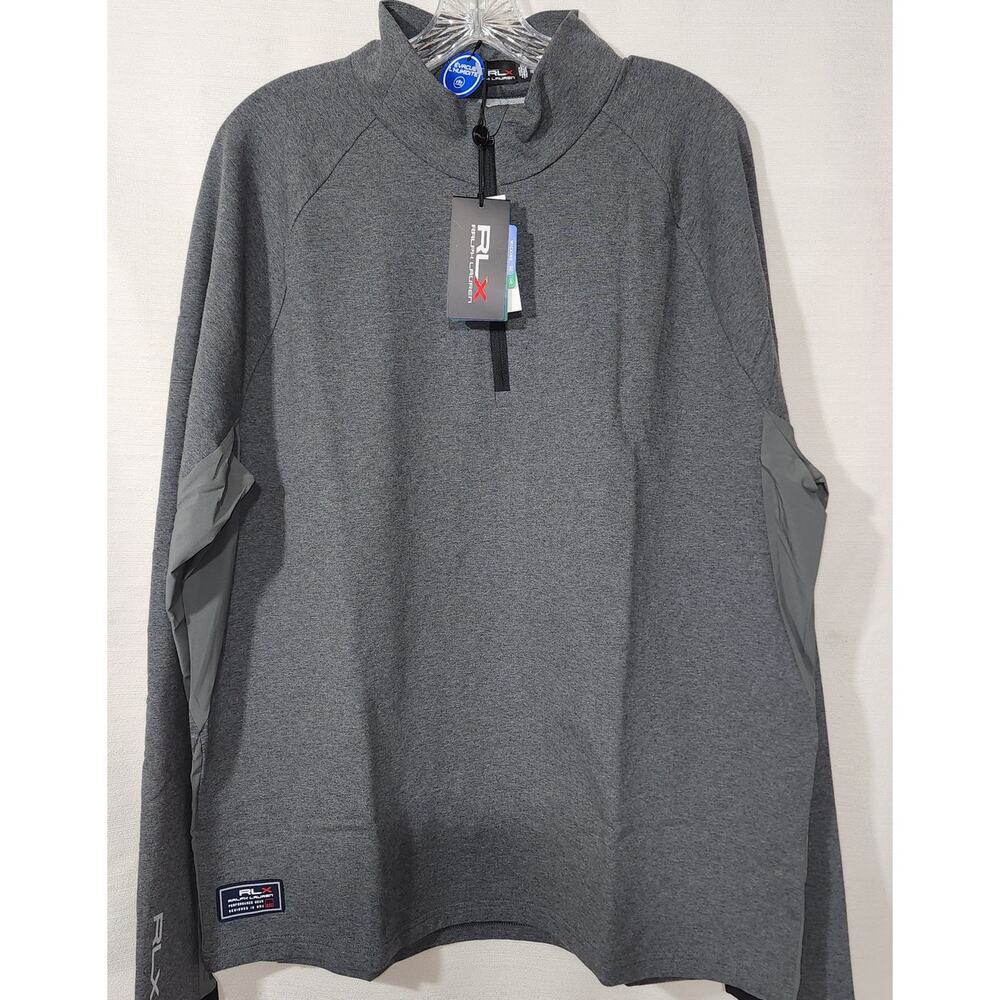 RLX Ralph Lauren Fit Performance Terry Pullover Grey 1/4 zip men's XL NWT
